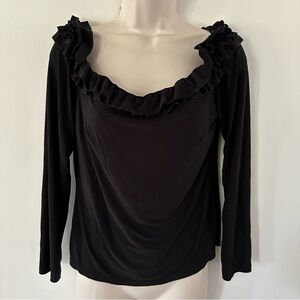 Vintage y2k slinky Blake ruffled 3/4 sleeve top (QQ)